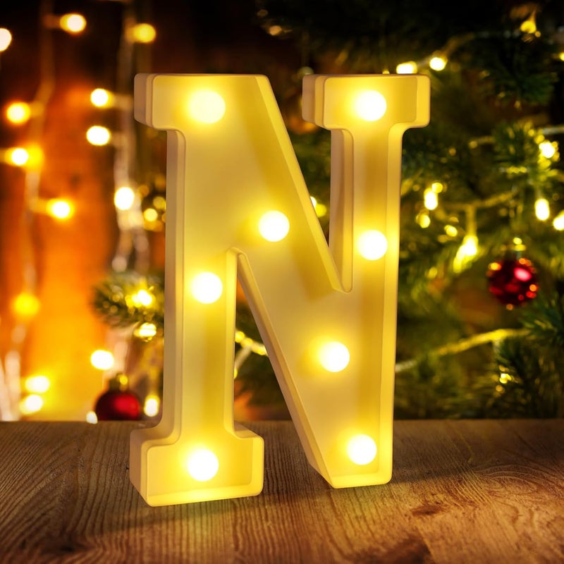 Funsky Light Up Letters N,LED Sign Marquee Letters 26 Alphabet for Party Birthday Name,Wedding,Christmas Decorations,Personalized Name Sign Letter for Centerpieces Table and Wall Decor - Image 1